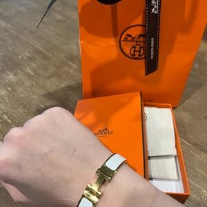 White and Gold hermes clic bracelet